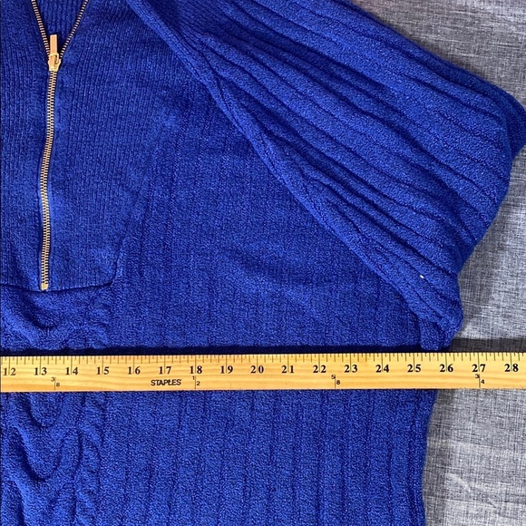 St. John’s Bay Royal Blue Women's 2X Quarter Zip Pullover Sweater Knit Mock Neck - Picture 7 of 10